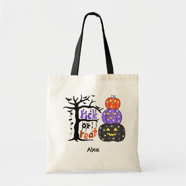 Kids Personalised Halloween Trick or Treat  Tragetasche (Vorne)