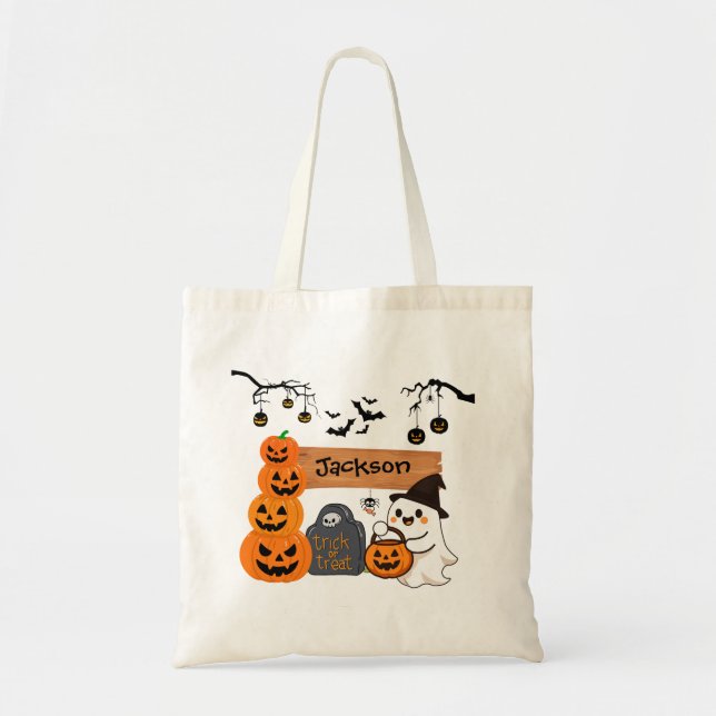 Kids Personalised Halloween Trick or Treat  Tragetasche (Vorne)