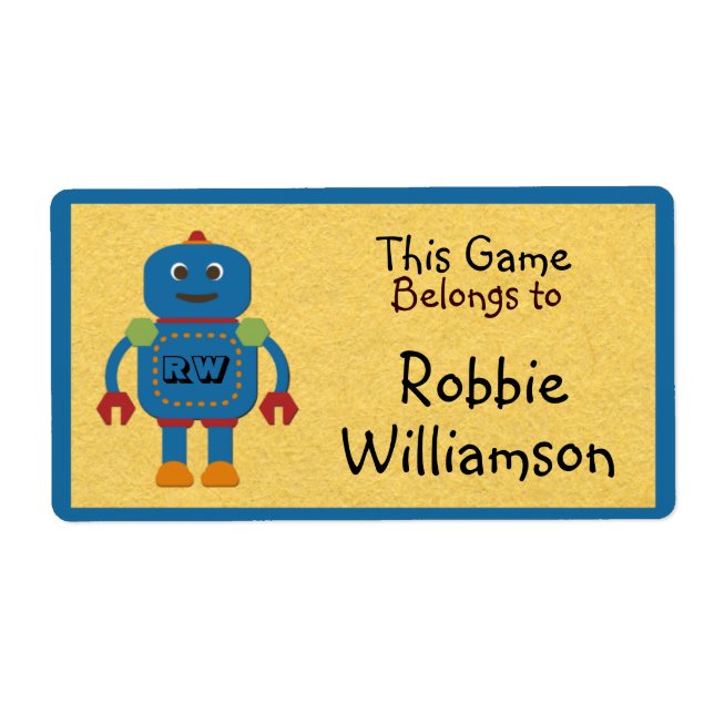 Kids Personalisiert Blue Robot Tocker (Vorne)