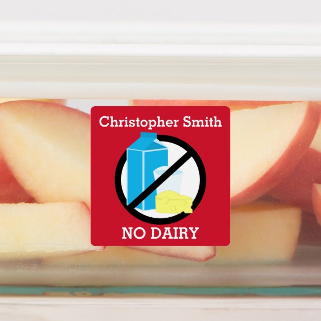 Kids Personalisiert Dairy Allergy Symbol No Dairy Etiketten (Befestigt)