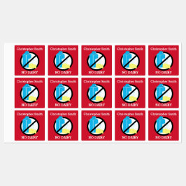 Kids Personalisiert Dairy Allergy Symbol No Dairy Etiketten
