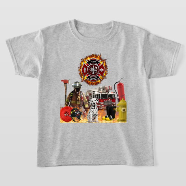 Kids Personalisiert Future Firefighter T - Shirt (Ablage )