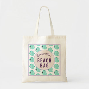 Kids Personalisiert Name Fish Lilac & Aquamarin Be Tragetasche