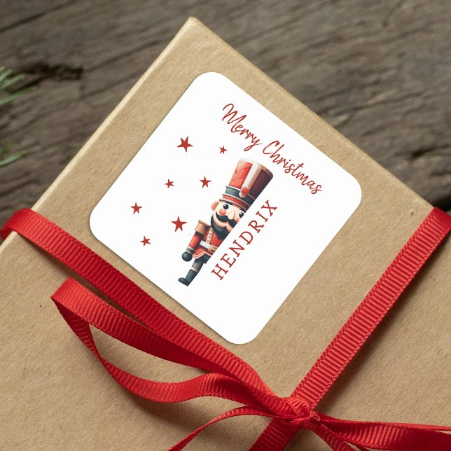 Kids Personalisiert Nutcracker Weihnachten Quadratischer Aufkleber (Von Creator hochgeladen)