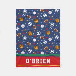 Kids Personalisiert Red Multi Sports Fleece Thread