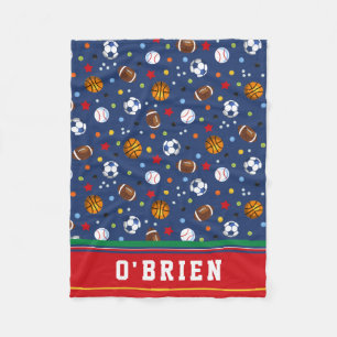 Kids Personalisiert Red Multi Sports Fleece Thread