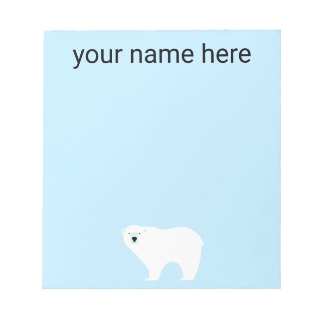 Kids Personalized Polar Bear Notepad Notizblock (Vorderseite)