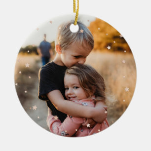 kids photo ornaments gold stars modern keramik ornament
