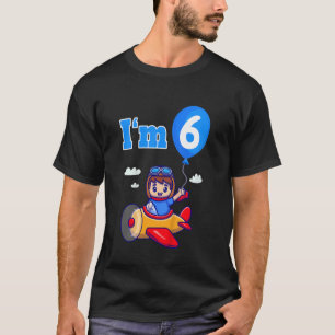 Kids Pilot Flugzeug Flugzeug I m 6 Sechste 6. Gebu T-Shirt