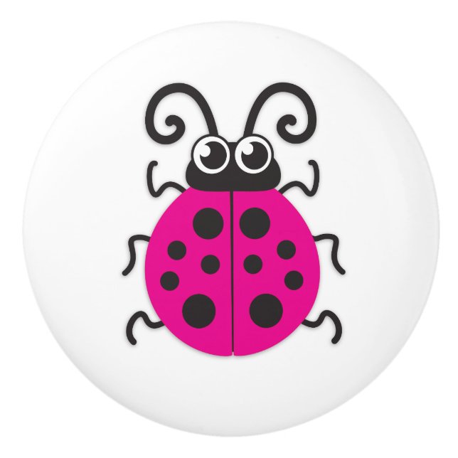 Kids pink ladybug ladybird insect Grafik Doorknopf Keramikknauf (Vorderseite)