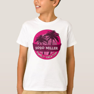Kids pink palm individuelle Name Ferienhaus Hemd T-Shirt
