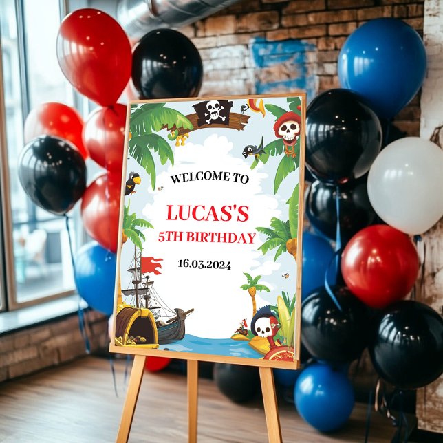 Kids Pirate Ship Ahoy Matey Birthday Willkommen Poster (Von Creator hochgeladen)