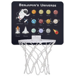 Kids Planets Astronaut Monogram buntes Universum Mini Basketball Netz