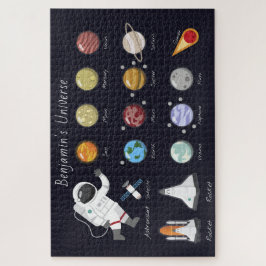 Kids Planets Astronaut Monogram Text Universe