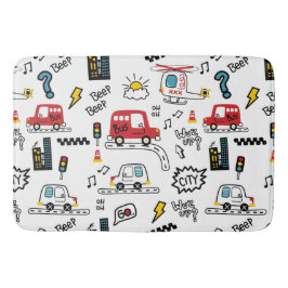 Kids Playful Transport Pattern Badematte