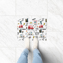 Kids Playful Transport Pattern Fußmatte
