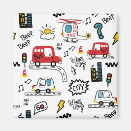 Kids Playful Transport Pattern  Magnet