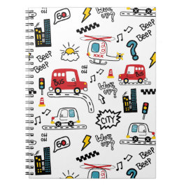 Kids Playful Transport Pattern Notizblock