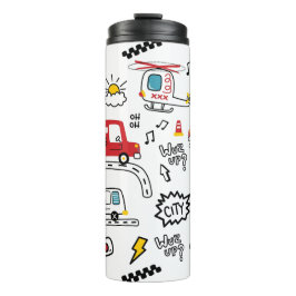 Kids Playful Transport Pattern Thermosbecher