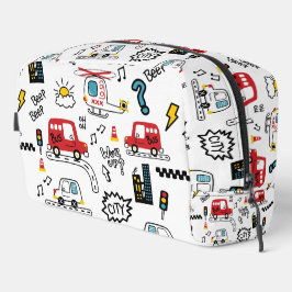Kids Playful Transport Pattern Waschbeutel