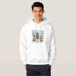 Kids Playing Soccer Under the Snow Hoodie