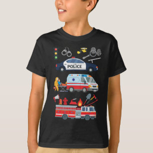 Kids Police Car Fire Truck Ambulanz T-Shirt