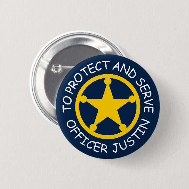 Kid's police officer name badge with sheriff star button (Vorne & Hinten)
