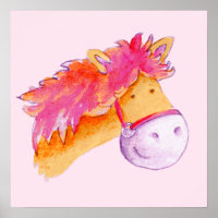 Kids Pony Art rosa orange Plakatdruck