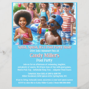 Kids Pool Party Einladung Flyer