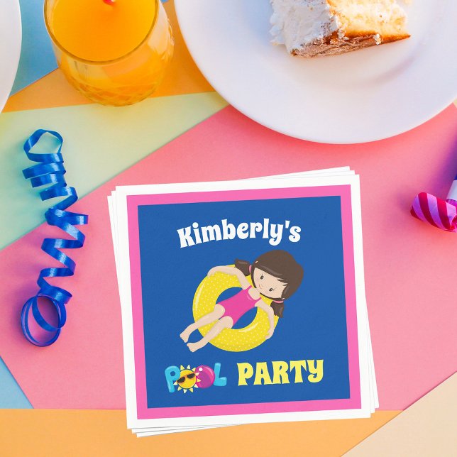 Kids Pool Party Personalisiert Geburtstagskind Serviette (Von Creator hochgeladen)