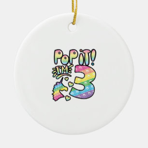 Kids Pop It 3. Geburtstag Mädchen 3 Jahre alt Fidg Keramik Ornament