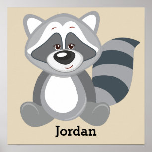 Kid's Poster Niedlicher Waldraccoon