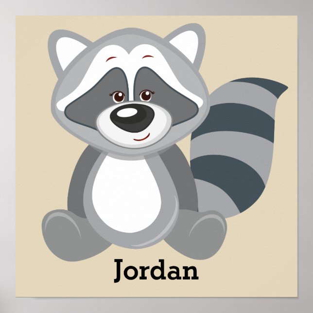 Kid's Poster Niedlicher Waldraccoon (Vorne)