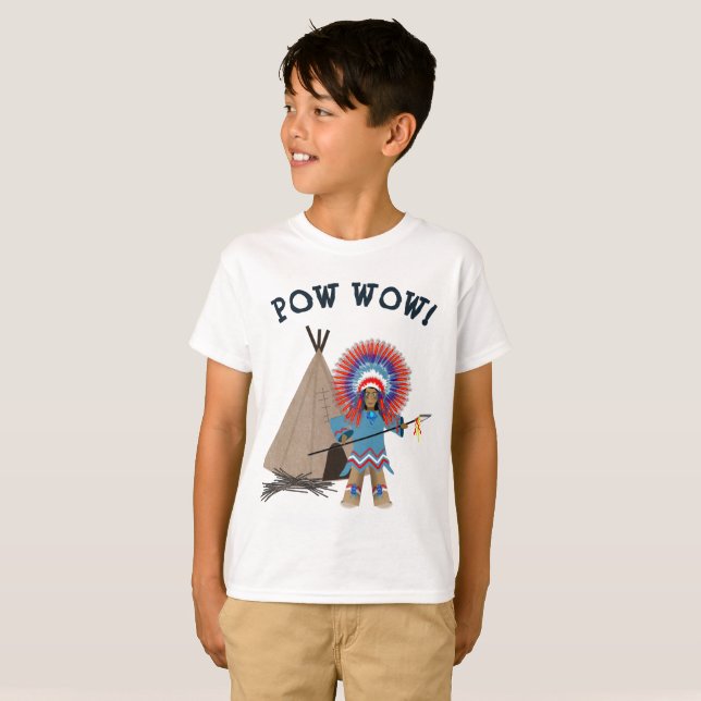 KIDS POW WOW INDIAN CHIEF T - SHIRT (Vorne ganz)