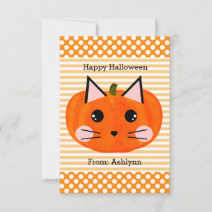 Kids Pumpkin Cat Halloween Karte