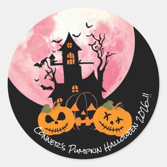 Kids Pumpkin Halloween-Party Runder Aufkleber (Vorderseite)