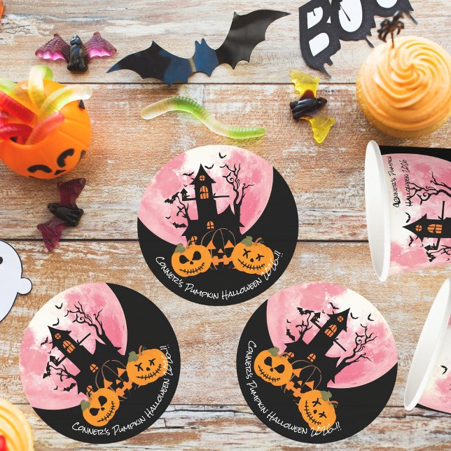 Kids Pumpkin Halloween-Party Runder Pappuntersetzer (Pumpkin Halloween Party Round Paper Coaster)