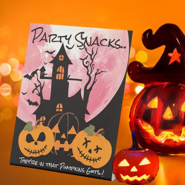 Kids Pumpkin Halloween-Party Snacks Sockelschild (Pumpkin Halloween Party Snacks Pedestal Sign)