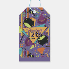 Kids Purple Retro Witchy Halloween Birthday Geschenkanhänger