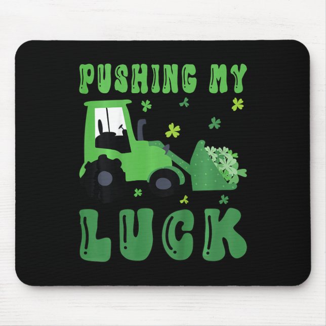 Kids Pushing My Luck Traktor St Patricks Day Klein Mousepad (Vorne)