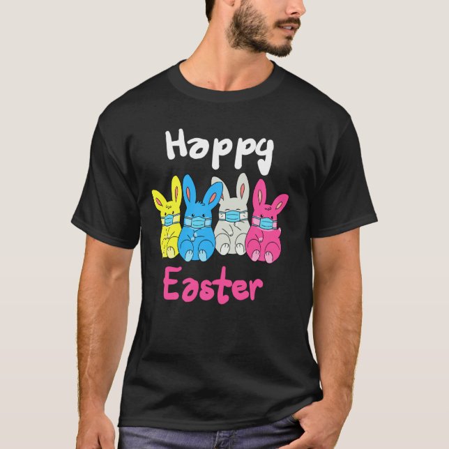 Kids Rabbits Bunny Face Maske Happy Oaster Quarant T-Shirt (Vorderseite)