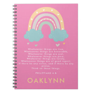 Kids Rainbow Scripting Philippians 4 Verse 8 Notizblock