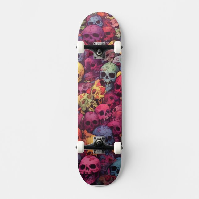 Kids Rainbow Skuls Skateboard Par Claire Firley (Recto)