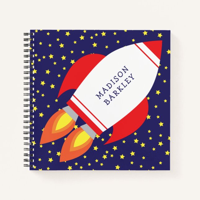 Kids-Raketenschiff Weltraum Niedlich Notizbuch (Vorderseite)