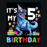 Kids Rawr I'm 5 5th Birthday Party T Rex Dinosaur  Poster<br><div class="desc">Kids Rawr I'm 5 5th Birthday Party T Rex Dinosaur Gift for Boys</div>