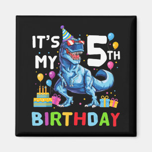 Kids Rawr I'm 5 5th Birthday T Rex Dinosaur Party Magnet