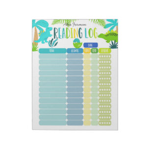 Kids Reading log Homeschool Lesung log, Dinosaurie Notizblock