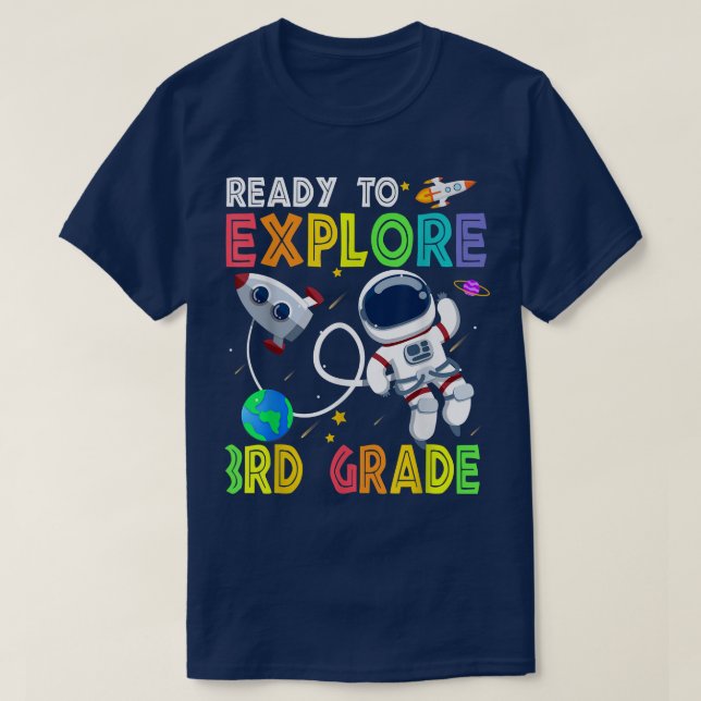 Kids Ready to Explore 3rd Grade Cute Astronaut Boy T-Shirt (Design vorne)