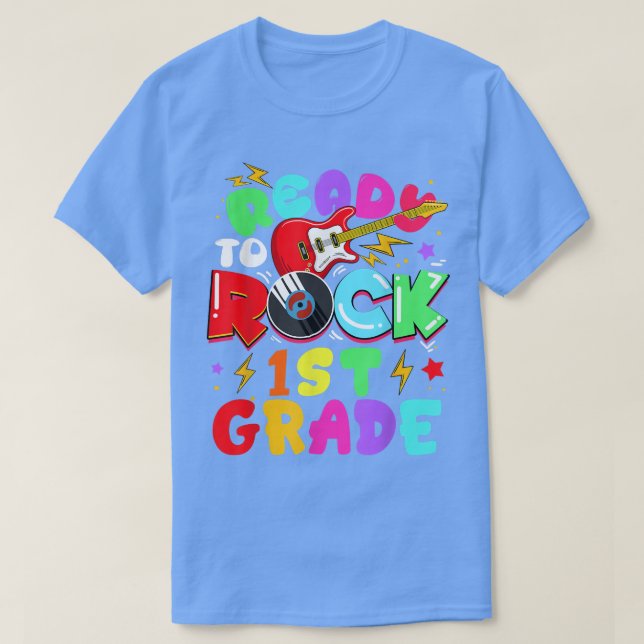 Kids Ready To Rock 1st Grade Guitar Back To School T-Shirt (Design vorne)