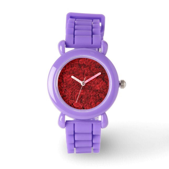 KIDS RED GLITZER STRAP ROSE WATCH ARMBANDUHR (Vorderseite)